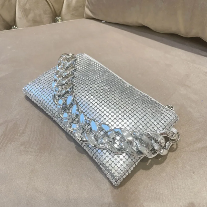 Glitter Top Handle Evening Clutch Purse w/Chain for Party Prom